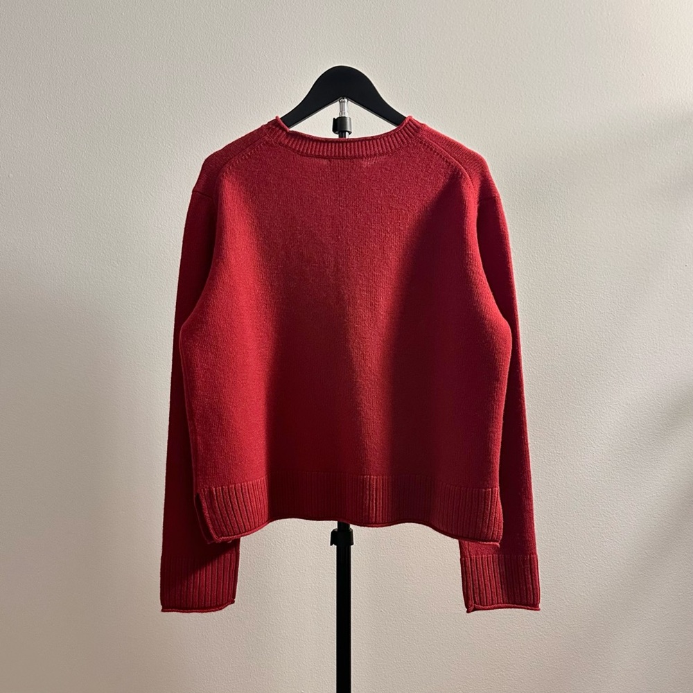 Quince Mongolian Cashmere Boxy Crewneck Sweater Varsity Red Size M - Picture 2 of 5